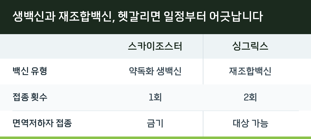 생백신과 재조합백신, 헷갈리면 일정부터 어긋납니다