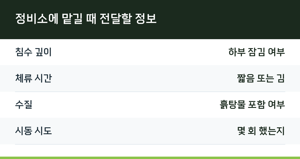 정비소에 맡길 때 전달할 정보