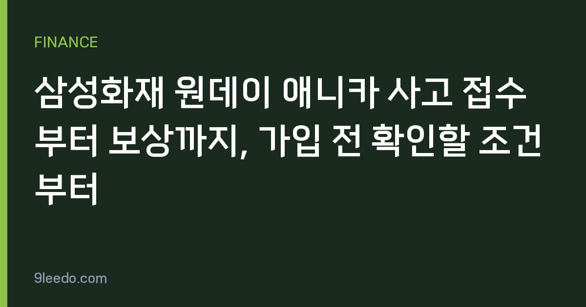 삼성화재 원데이 애니카 사고 접수부터 보상까지, 가입 전 확인할 조건부터