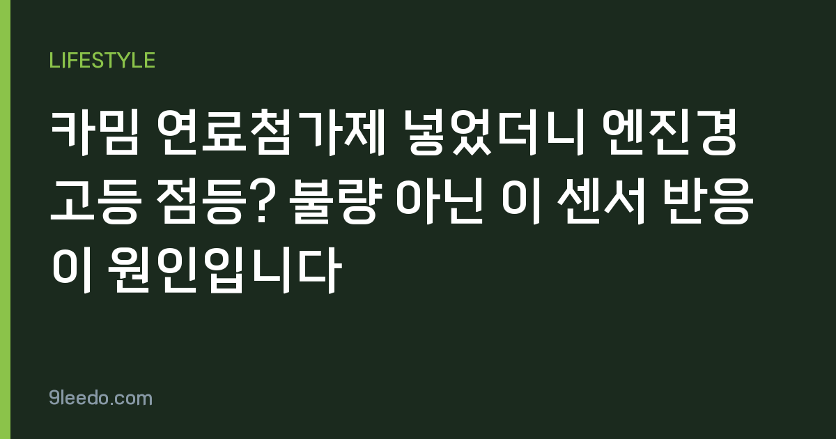 카밈 연료첨가제 넣었더니 엔진경고등 점등? 불량 아닌 이 센서 반응이 원인입니다