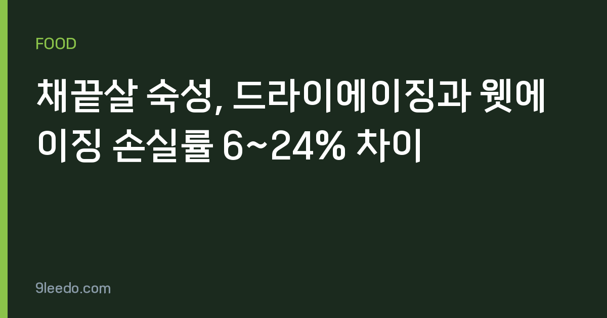 채끝살 숙성, 드라이에이징과 웻에이징 손실률 6~24% 차이
