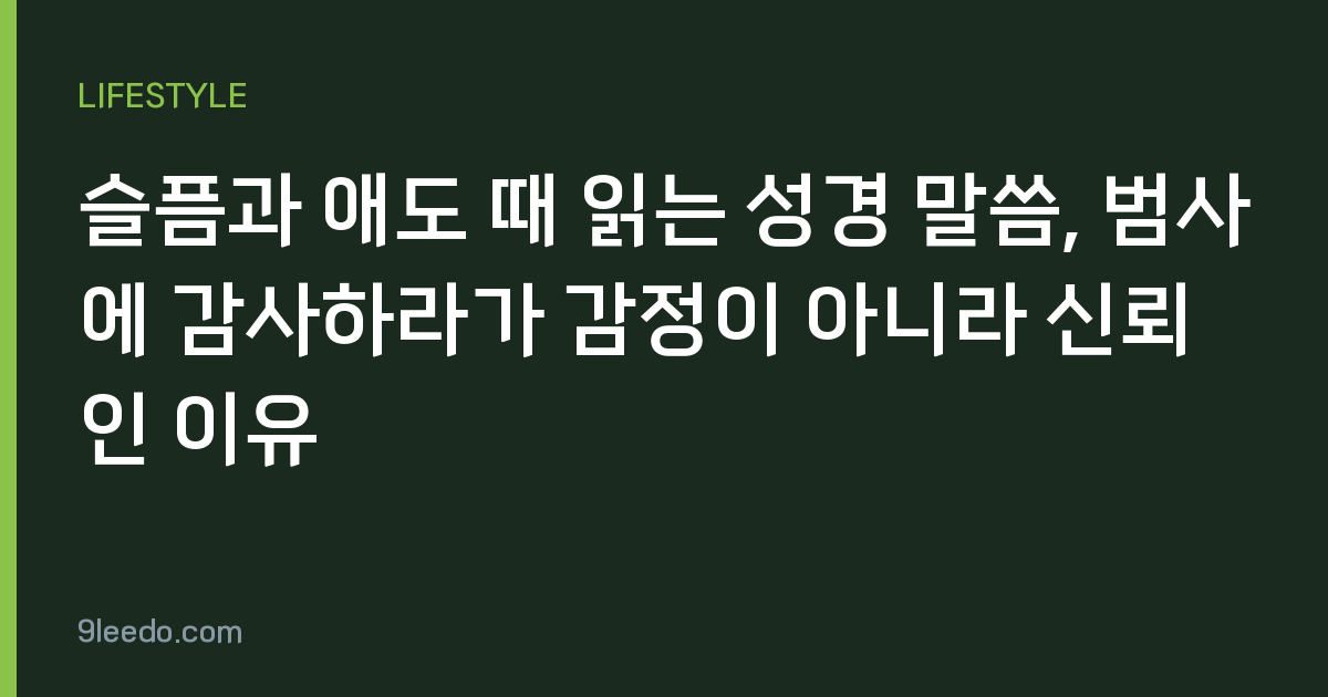 슬픔과 애도 때 읽는 성경 말씀, 범사에 감사하라가 감정이 아니라 신뢰인 이유