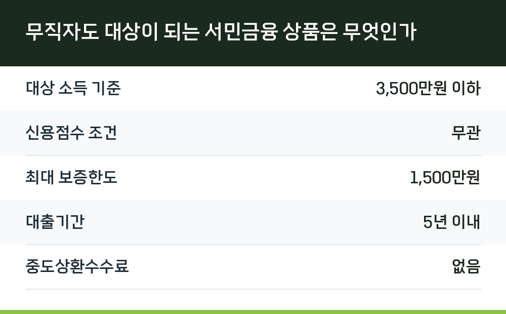 무직자도 대상이 되는 서민금융 상품은 무엇인가