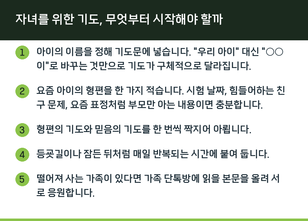 자녀를 위한 기도, 무엇부터 시작해야 할까