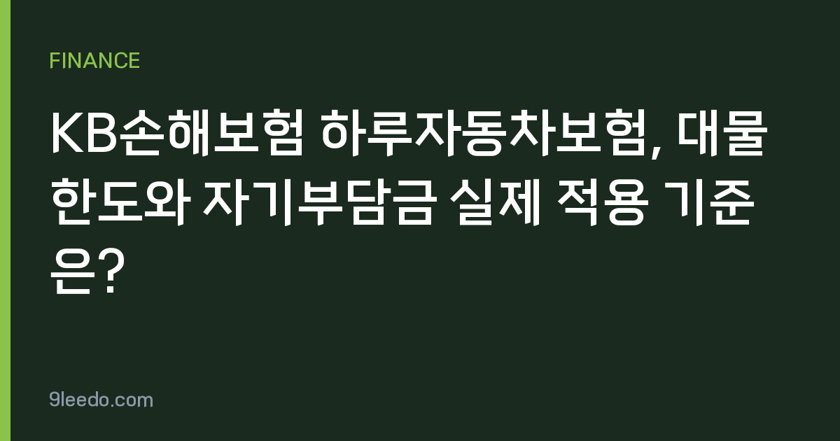 KB손해보험 하루자동차보험, 대물한도와 자기부담금 실제 적용 기준은?
