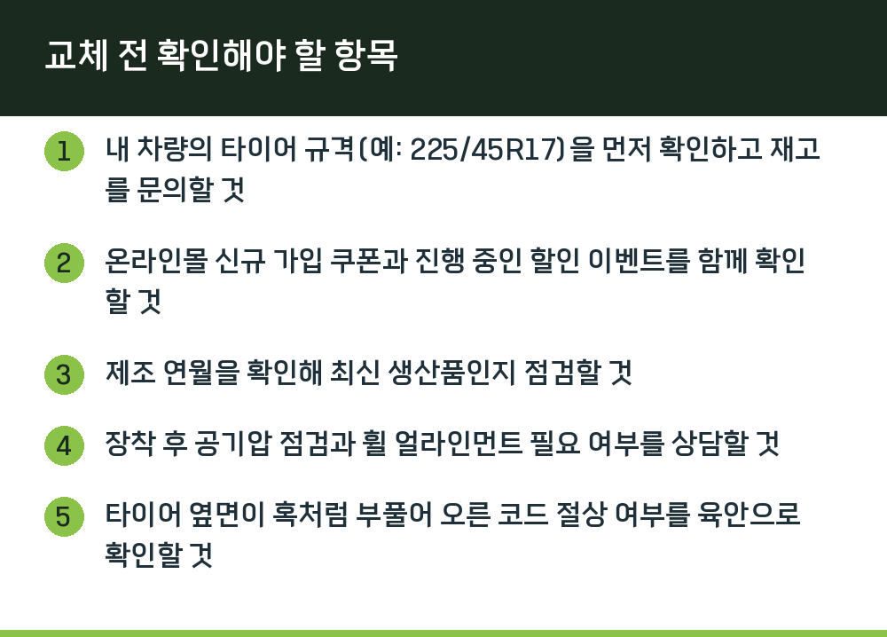 교체 전 확인해야 할 항목