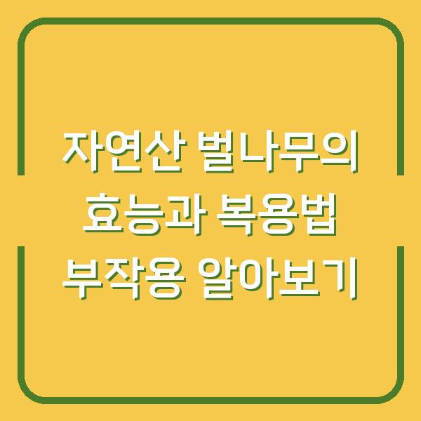 자연산 벌나무의 효능과 복용법 부작용 알아보기
