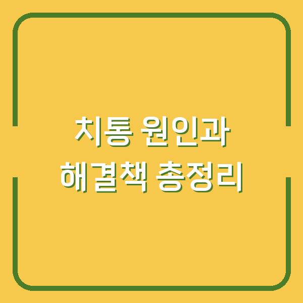 치통 원인과 해결책 총정리