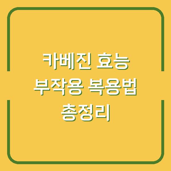 카베진 효능 부작용 복용법 총정리