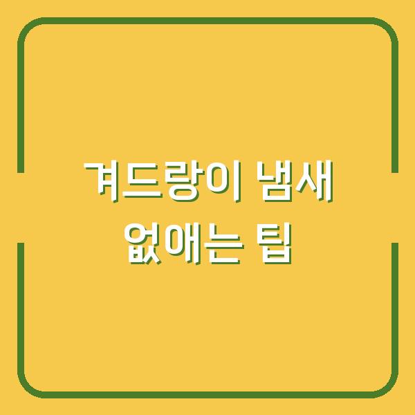 겨드랑이 냄새 없애는 팁