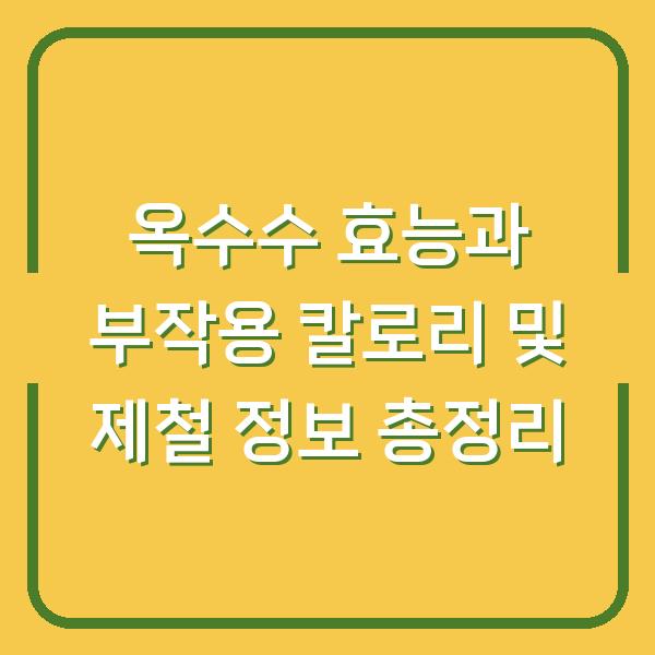옥수수 효능과 부작용 칼로리 및 제철 정보 총정리