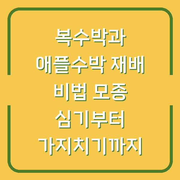 복수박과 애플수박 재배 비법 모종 심기부터 가지치기까지