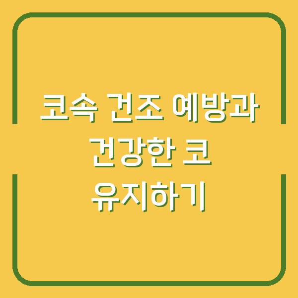 코속 건조 예방과 건강한 코 유지하기