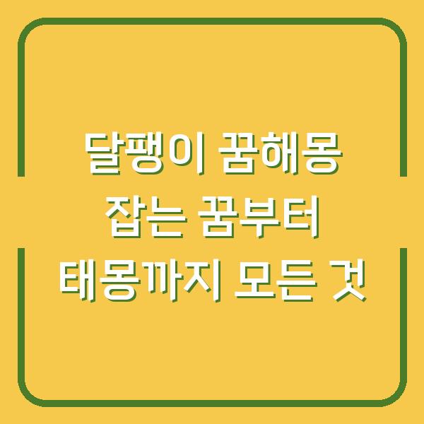 달팽이 꿈해몽 잡는 꿈부터 태몽까지 모든 것