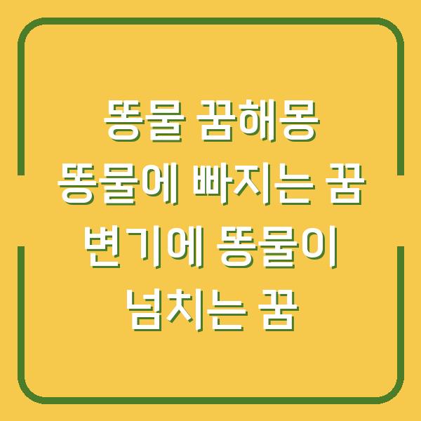 똥물 꿈해몽 똥물에 빠지는 꿈 변기에 똥물이 넘치는 꿈
