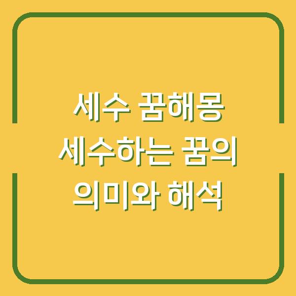 세수 꿈해몽 세수하는 꿈의 의미와 해석