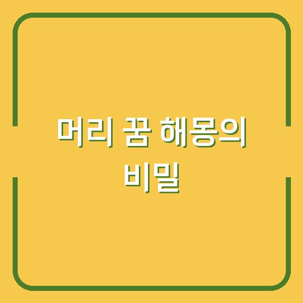 머리 꿈 해몽의 비밀