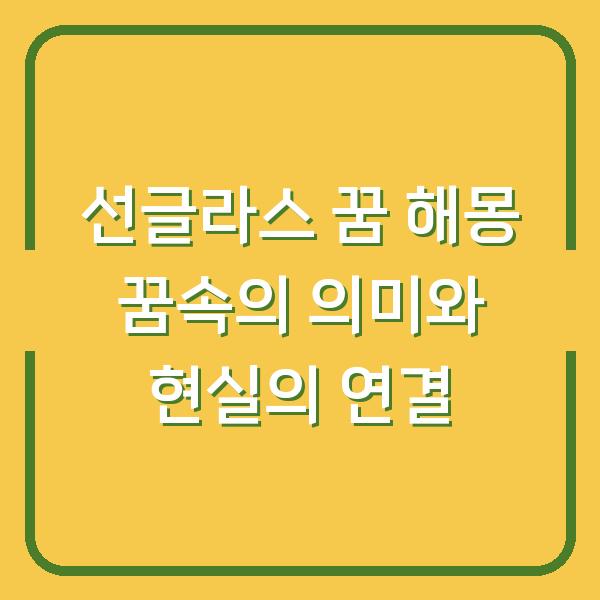선글라스 꿈 해몽 꿈속의 의미와 현실의 연결