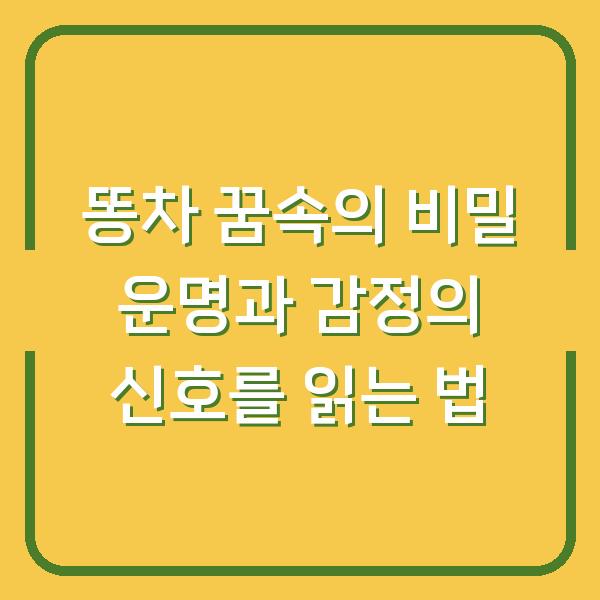 똥차 꿈속의 비밀 운명과 감정의 신호를 읽는 법