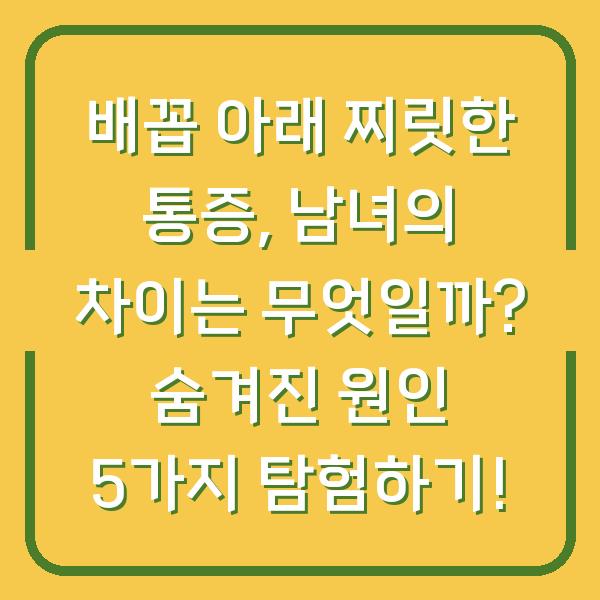 배꼽 아래 찌릿한 통증, 남녀의 차이는 무엇일까? 숨겨진 원인 5가지 탐험하기!