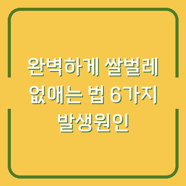 완벽하게 쌀벌레 없애는 법 6가지 발생원인