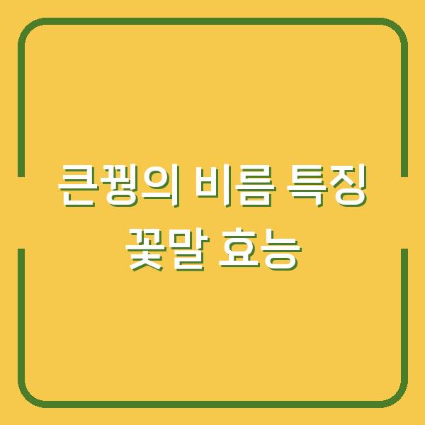 큰꿩의 비름 특징 꽃말 효능