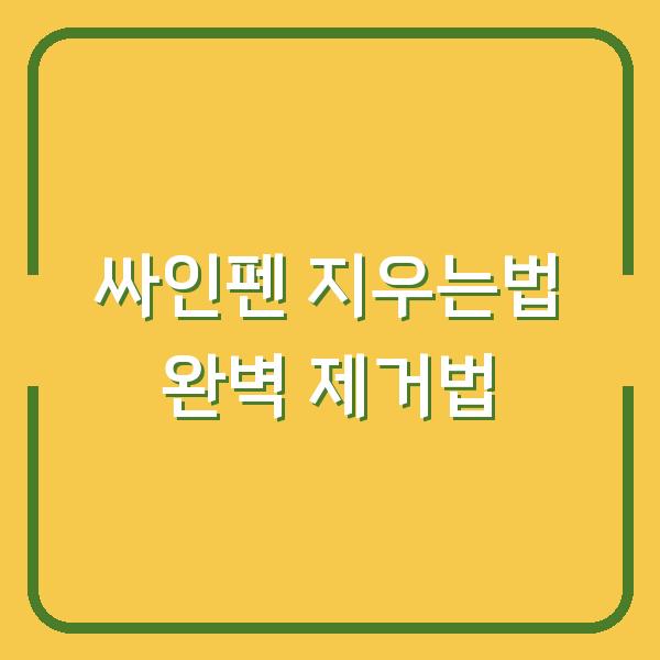 싸인펜 지우는법 완벽 제거법