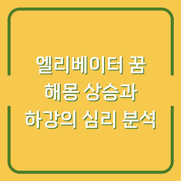 엘리베이터 꿈 해몽 상승과 하강의 심리 분석