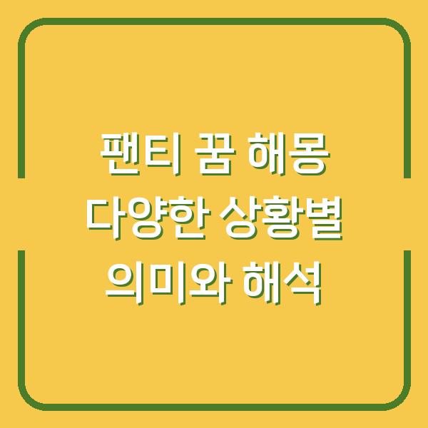 팬티 꿈 해몽 다양한 상황별 의미와 해석
