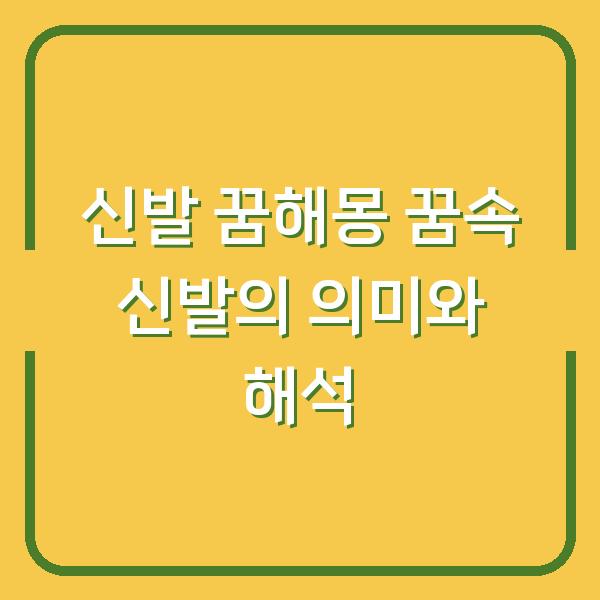 신발 꿈해몽 꿈속 신발의 의미와 해석