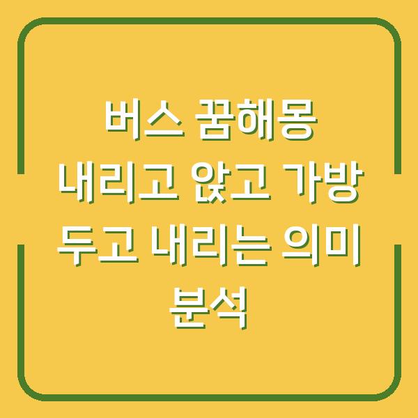 버스 꿈해몽 내리고 앉고 가방 두고 내리는 의미 분석