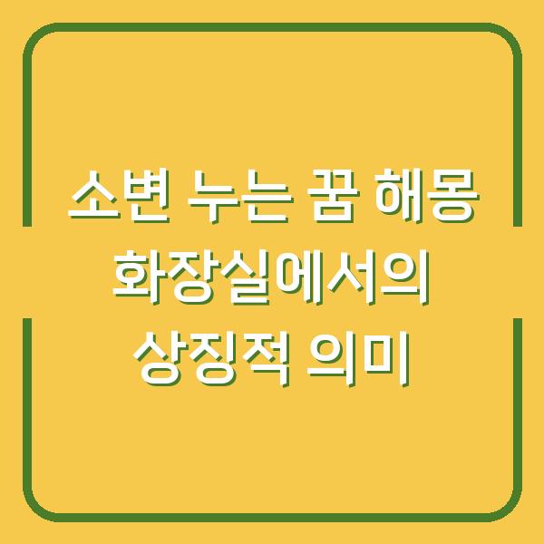소변 누는 꿈 해몽 화장실에서의 상징적 의미