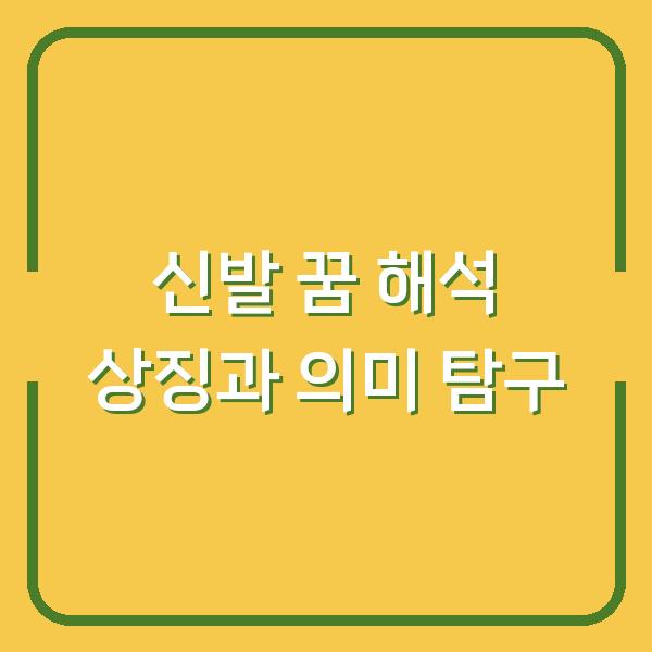 신발 꿈 해석 상징과 의미 탐구