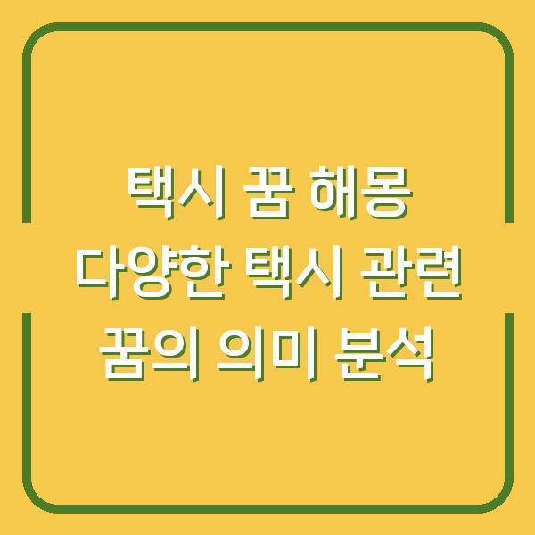 택시 꿈 해몽 다양한 택시 관련 꿈의 의미 분석