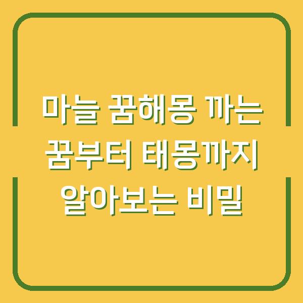 마늘 꿈해몽 까는 꿈부터 태몽까지 알아보는 비밀