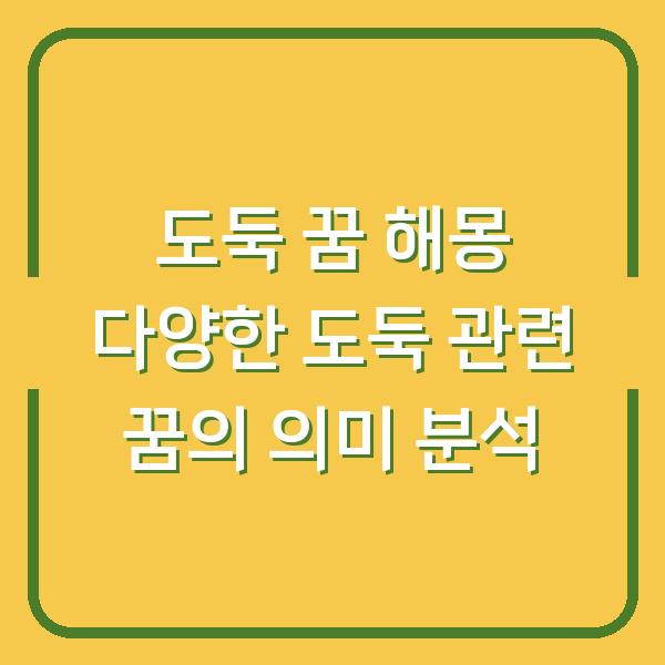 도둑 꿈 해몽 다양한 도둑 관련 꿈의 의미 분석