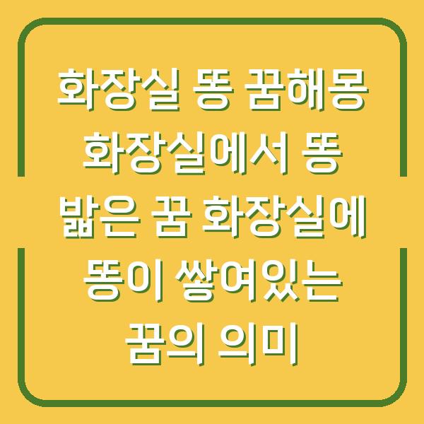 화장실 똥 꿈해몽 화장실에서 똥 밟은 꿈 화장실에 똥이 쌓여있는 꿈의 의미