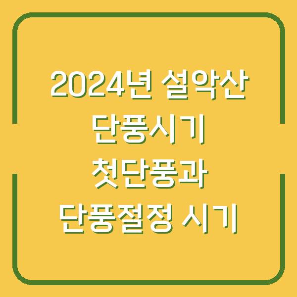 2024년 설악산 단풍시기 첫단풍과 단풍절정 시기