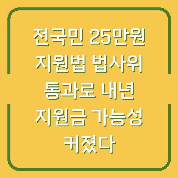 전국민 25만원 지원법 법사위 통과로 내년 지원금 가능성 커졌다