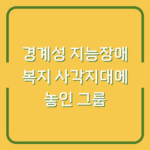 경계성 지능장애 복지 사각지대에 놓인 그룹