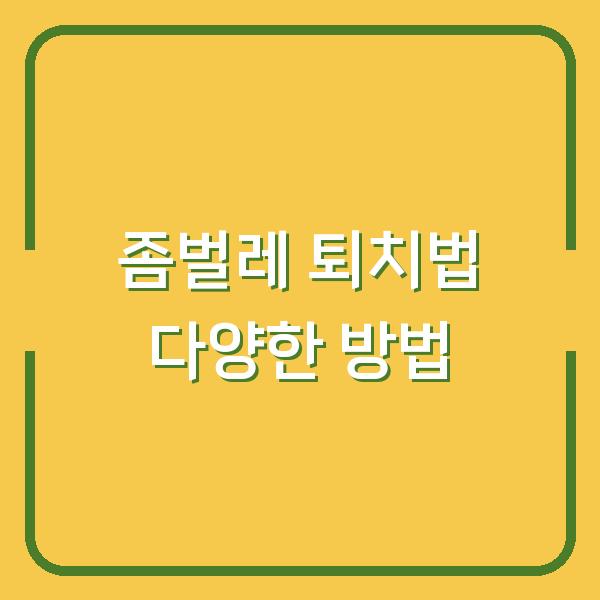 좀벌레 퇴치법 다양한 방법