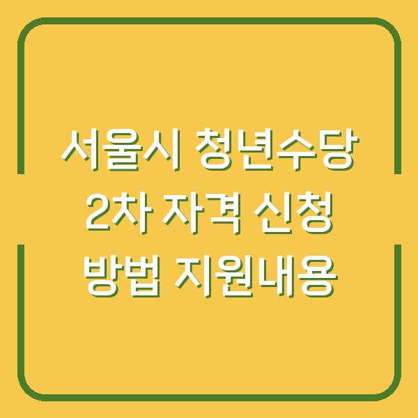 서울시 청년수당 2차 자격 신청 방법 지원내용