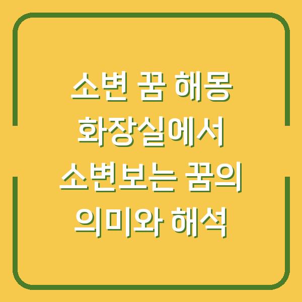 소변 꿈 해몽 화장실에서 소변보는 꿈의 의미와 해석