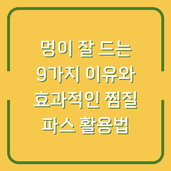 멍이 잘 드는 9가지 이유와 효과적인 찜질 파스 활용법