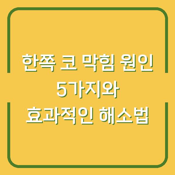 한쪽 코 막힘 원인 5가지와 효과적인 해소법