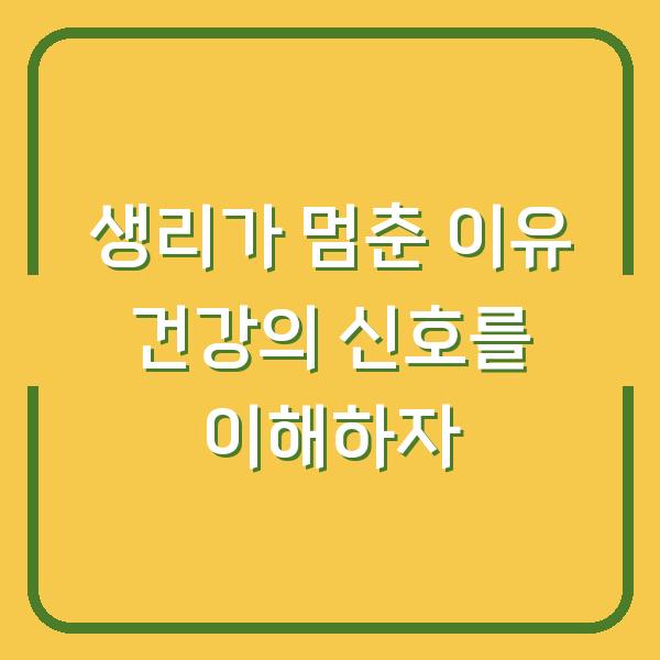 생리가 멈춘 이유 건강의 신호를 이해하자