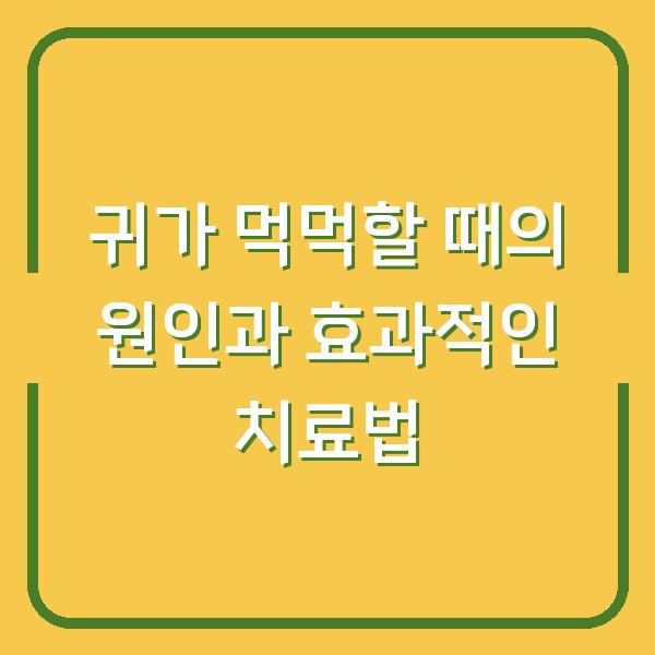 귀가 먹먹할 때의 원인과 효과적인 치료법