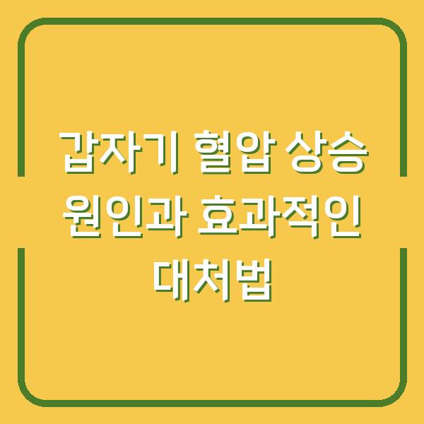 갑자기 혈압 상승 원인과 효과적인 대처법