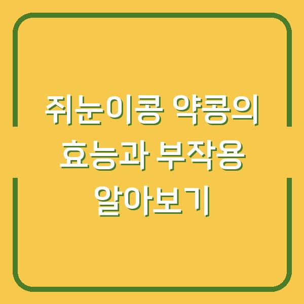 쥐눈이콩 약콩의 효능과 부작용 알아보기