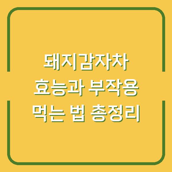 돼지감자차 효능과 부작용 먹는 법 총정리